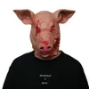 Creepy Scarred Pig Head Halloween Décoration Masque Horreur Latex Headgears Carnaval Mascarade Costume Cosplay Props Bloody Pig Head Butcher