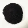 Substituição de cabelo virgem humano indiano de alta qualidade 8mm de 8 mm de cor preta e amarrado perucas para homens negros na América entrega rápida expressa