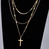 Pendant Necklaces Fashion Exquisite Multi-Layer Gold-Plated Color Cross Female Necklace High-End Party Jewelry Couple Gift