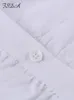 FSDA V Neck White Long Elive Firt Elegant Осенняя зимняя зимняя сексуальная сексуальная сельская топ повседневный Y2K Fashion Vintage 220629