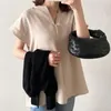 Женские блузкие рубашки японские шикарные жемчужные пэчворки Женщины летняя элегантная мода V шея с коротким рукавом Blusas Mujer Topswomen's Topswomen