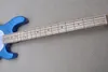 Metai Blue Guitare basse électrique 4 cordes avec Pickguard White Pearl