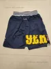 Shorts de beisebol da equipe Just Don Retro Reward High School White City Version Wear Calça esportiva com bolso com zíper Calça de moletom hip pop vermelho azul