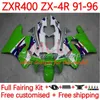 Body Kit voor Kawasaki Ninja ZXR 400 CC ZX-4R ZXR400 91 92 93 94 95 96 COWLING 19NO.6 ZX4R 400CC ZX 4R ZXR-400 1991 1992 1993 1993 1994 1995 1995 1995 1996 ABS VOLLEDIGE FAIRINGS ZWART WIT