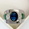 Luxuriöse tiefblaue Solitärringe für Frauen, Verlobung, Hochzeit, edler weiblicher Fingerring, feines Geschenk, zeitloser klassischer Schmuck, Silberring