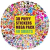 40 Sheetslot Cartoon Stickers 3D Cartoons Characters Princess Random Puffy Sticker Gifts For Girls Boys Festival Party Stickers 220815