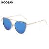 HOOBAN Classic Cat Eye Sunglasse Fashion Metal Big Cateye Sun Glasses For Ladies Vintage Mirror Shades UV400 220629