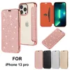 Sparkle Plating Folio Phone Case for iPhone 13 12 Mini 11 Pro Max XR XS 7 8 Plus SE2 SE3 Samsung Galaxy S20 Ultra Glitter Card Slot Leather Wallet Clutch Protective Shell