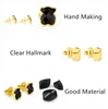 CHGT Stud Authentic Bear Jewelry 925 Sterling Silverörhängen Studs With Gold Plated Fits European Style Small Vermeil och Malachite Icon Color 815433