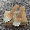 2022 Girl new design PVC high heel sandals women casual summer soft thin heels slides open toe lady sexy pee toe heel shoe summer holiday big size 42 43 11US No Box #H25