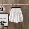 Pantalones cortos de lino y algodón de verano para mujer, pantalones cortos informales holgados, pantalones de pierna ancha literarios para mujer, pantalones cortos de gran tamaño sólidos para mujer 220527