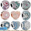 925 Argento Fit Pandora Charm 925 Bracciale CZ Ocean Love Heart Beadscharms set Ciondolo Gioielli fai da te perline fini