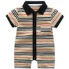 RETAIL HELA Baby Boys Striped Casual Sticked Romper Spädbarn Nyfödda barn Gentleman Thin Cotton Onepiece Onesies Jumpsuits Chi31011906025