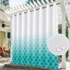 Curtain & Drapes Fade In Moroccan Blue 3D Digital Print Outdoor Waterproof 2 PanelsCurtain