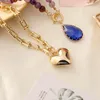 Naszyjniki wisiorek fioletowy naturalny stopień kryształowy miłość wielowarstwowy naszyjnik dla kobiet modny hurt biżuterii CCB metalowa biżuteria