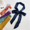 195 см чистый атласный шелковый шарф-шарф с двусторонним цветом с твердым цветом для волос шарфов с ремешками шейки мод
