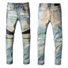 Designer Jeans Mens Jean Letter Envelhecido Skinny Ripped Biker Slim Fit Moto Bikers Denim para Homem Moda Homem Calça Preta Para Homem