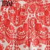 Traf Women Chic Fashion Patcwork Totem Print Straight Pants Vintage Высокая упругая талия ленты женские брюки Mujer 220812