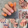 Tryck på naglar Long Coffin False Nails Set French Ballerina Kort design falska naglar med lim Full Cover Nail Tip Art 220726