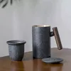 Bevanda in stile giapponese tazza di caffè in ceramica vintage tazza di ruggine glassa tè perdite con perdita di tè con manico in legno tazza di acqua di casa bevande bevande