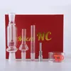 NC Kit Nectar Collector Mini 10mm Hookahs With Titanium Nail Ash Catcher Oil Rig Dab Straw Water Pipe Boutique Box Red Black White Valfritt fartyg av Sea NC01