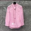 Męskie koszulki Business Business Men's Stripeed Flar Bezpoletowy różowy inteligentny mężczyzna Formalny bawełniana koszulka Koszula rozmiar XL