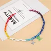 Collier Rainbow Charms lettre verte diamant étoile chaîne de luxe pour homme