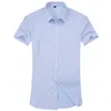 Men's Casual Dress Short Sleeved Shirt Summer White Blue Pink Black Male Regular Fit Men Social s 4XL 5XL 6XL 7XL 8XL 220330