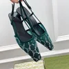 2022 Lüks Kadınlar G Slingback Sandalet Pompası Aria Slingback Ayakkabıları Kristaller Köpüklü Motif Arka Toka Kapatma Boyutu ile Siyah Ağda Sunulur 35-41 KMBB56488