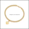 100% 925 Sterling Sier Tag love Original Classic Heart-Shaped Rosegold Bead Armband Kvinnor smycken gåvor Personlighet Drop Delivery 2021280U