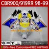 Repsol red Bodywork For HONDA CBR919 CBR 900 919 RR CC 98-99 Years Body 127No.7 CBR 919RR 900RR 919CC CBR900 RR CBR919RR 98 99 900CC CBR900RR 1998 1999 Fairings Kit