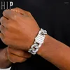 Link Chain Hip Hop Bling Iced Out Cubic 20mm Baguette Zirconia Prong Bracelet Geometrisch vierkant CZ Stone voor mannen Women Sieraden Fawn22