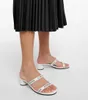 Designer Kvinnor Sandaler Luxury Round 40mm Leather Sandal Kitten Heel Rounded Toe EU34-40 med låda