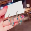 Dangle Kronleuchter hochwertig luxuriöser blauer Kristall Zirkonsteine ​​Quasten Ohrringe für Frauen Hochzeitsfeier Schmuck Ohren Großhändler Großhändler