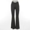 BOOFEENAA Cyber Y2k Flare Pants E-Girl-Stil Sexy Strechy-Hose Frauen Schnürung V-Taille Low Rise Harajuku Schwarze Hose C85-BB22 220815