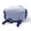 Zaino per bambini blu scuro Seersucker Borsa da scuola in morbido cotone USA Magazzino locale Borse per libri per bambini Boy Gril Tote pre-scuola con tasche a rete DOMIL106187