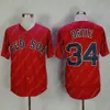 34 David Ortiz Jersey Baseball Hall of Fame Jersey Wit NO NAME Grijs gestikt