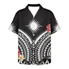 Camicie casual da uomo Camicia da uomo a maniche corte con scollo a V Polynesia Traditional Tribe Frangipani PrintMen's Summer 2022 Logo Printing ClothingMe