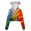 Men's Hoodies & Sweatshirts Bear Ears Cropped Sweatshirt Women's Sweater Sexy Fashion Hoodie Sportswear Trend Color SplashMen's