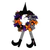 Flores decorativas grinaldas de halloween grinaldas de palhaço anel de flor porta pendurada em decoração de decoração de decoração de férias de férias