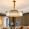 Modern Gold Chandelier Lamp for Living Room Round LED Indoor Hang Lamp Luxury Crystal Bedroom Home Decoration Light Fixture