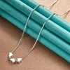 925 Sterling Silver Box Chain Heart Nummer Bead Necklace for Women Fashion Wedding Charm Jewelry