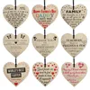 Handmade Wooden Heart Shaped Hanging Gift Plaque Pendant Family Friendship Love Sign Wine Tags Christmas Tree Small Hanging hearts Decor W0