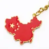 Sleutelhangers Nationale Chinese Kaart Sleutelhanger Liefde China Vijf-Sterren Rode Vlag Sleutelhanger Ring Houder Hart Man Vrouw Bag Rugzak Sieraden Gift