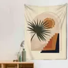 Coucher de soleil montagne vent feuille tapisserie bohème salon mur toile tapis Art autocollants pendentif Tapiz J220804
