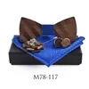 Bow Ties Sitonjwly Claasic Wooden Tie Set For Mens Wood Bowtie Handkerchief Cufflinks Brooch Sets Men Wedding Gifts With BoxBow Emel22