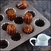 أدوات المعجنات الخبز Bakearware Bar Bar Home Garden Canele Cake Pan 12-Cavity غير لاصق Can Dh0na