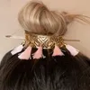 Hollow Out Red Tassel Hair Sticks Bridal Headpieces Wedding Accessoires Vrouw vrouwen Haar sieraden Boho Bun Golden Head Pin