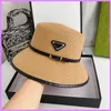 인색 브림 모자 디자이너 버킷 밀짚 모자 여성 카퀴 트 야외 여름 모자 여성 피트 트라이앵글 야구 클래식 패션 9zbd