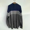 Lässiger Pullover mit Farbblockmuster, gestrickter Streetwear-warmer Strickpullover L220730